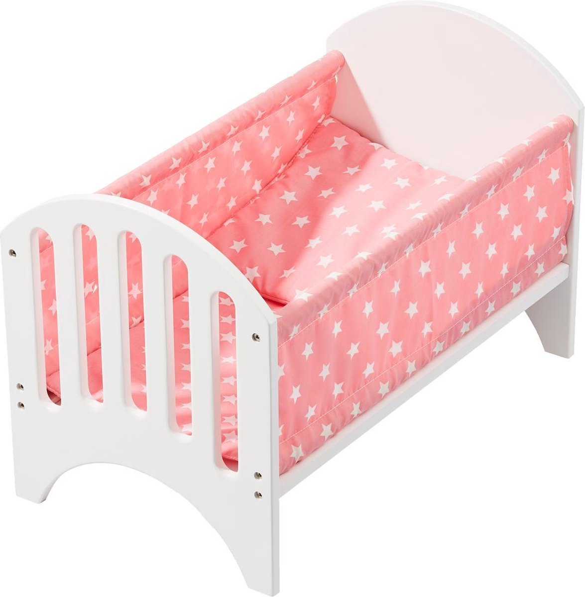 howa Poppenbedje hout  "Stars" wit / roze 2140