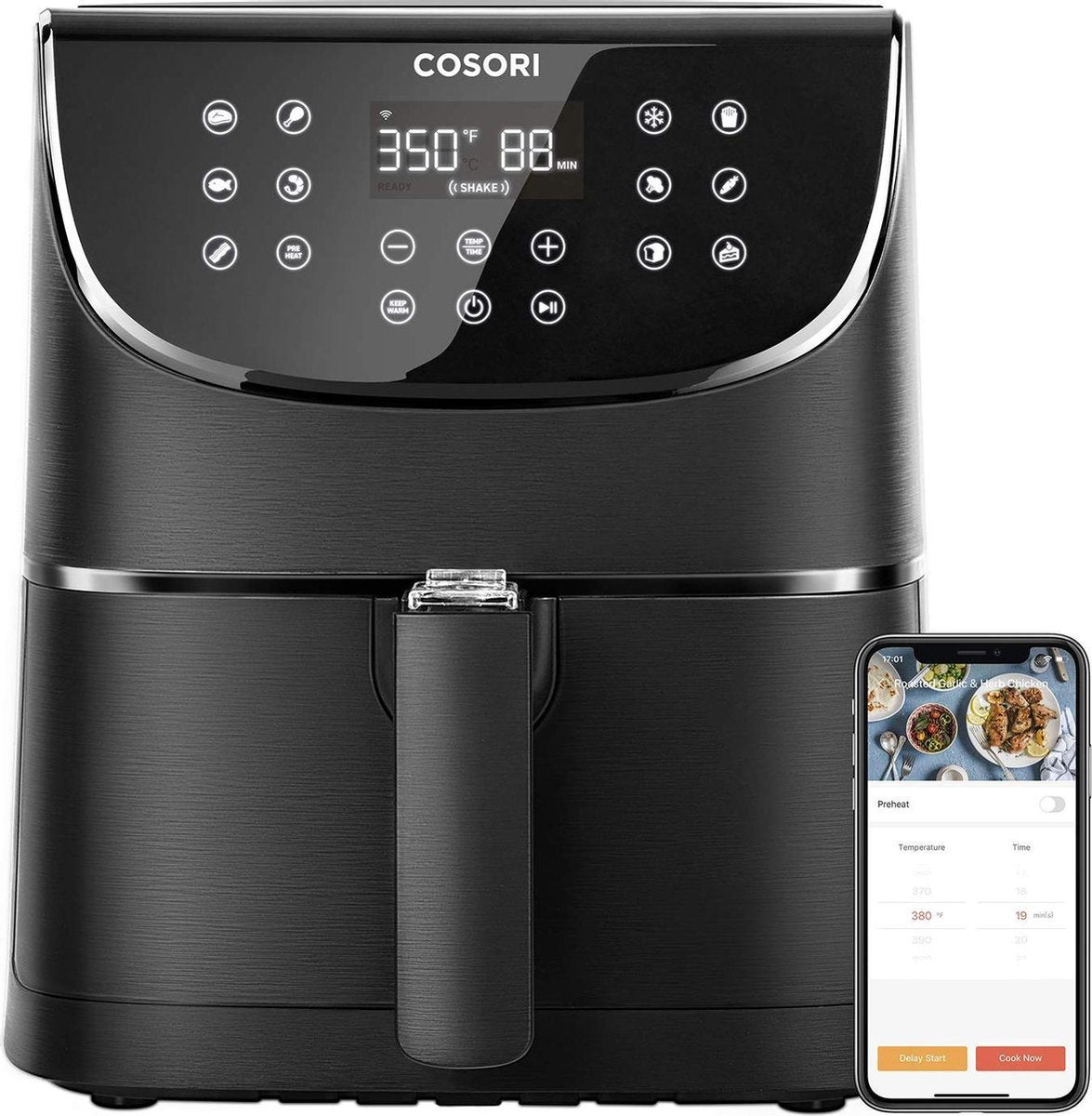 Cosori - Smart 5.8-Quart Air Fryer with Skewer Rack Set