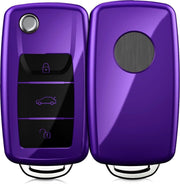 kwmobile autosleutelhoes voor VW Skoda Seat 3-knops autosleutel - TPU beschermhoes in hoogglans violet
