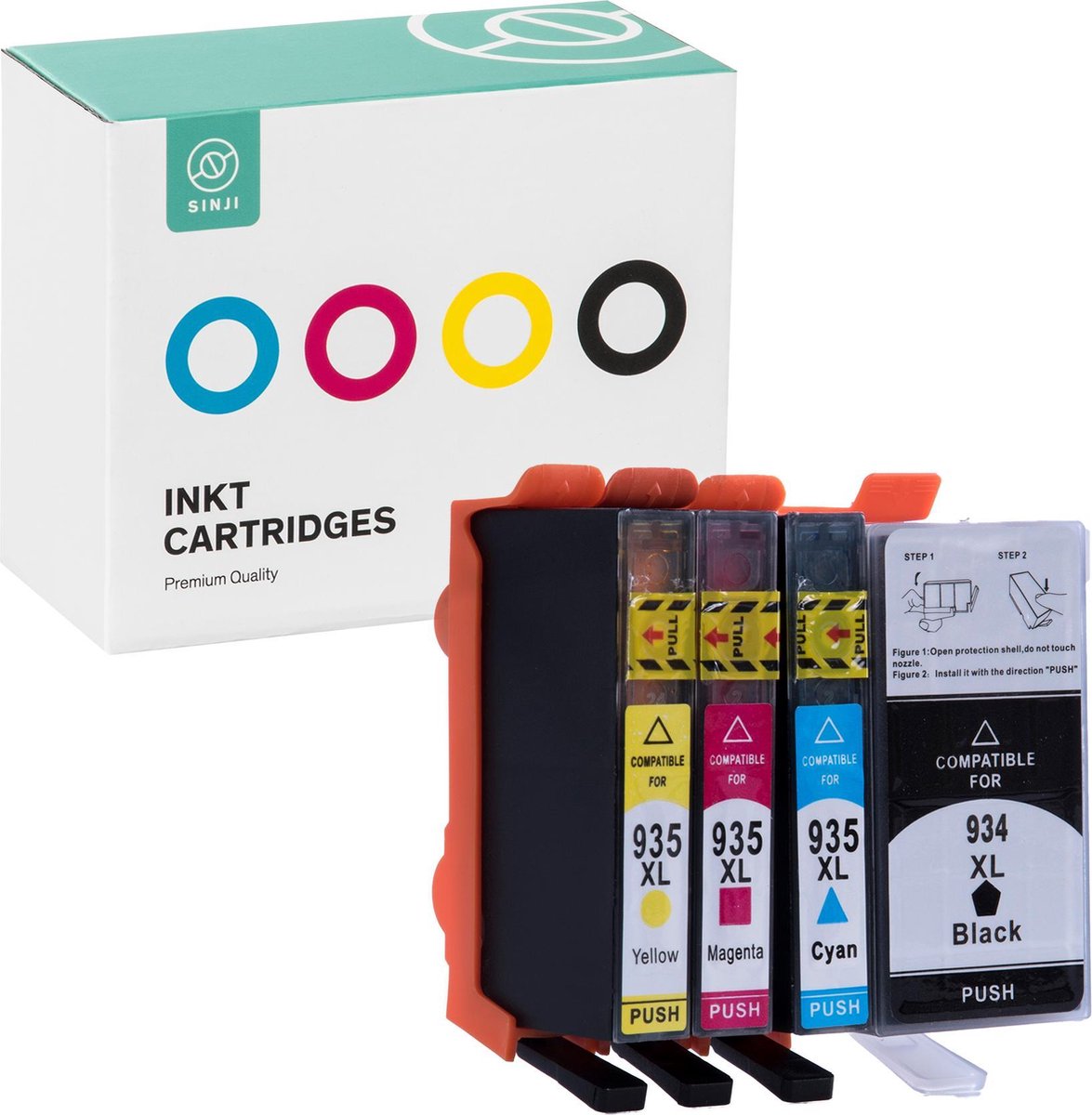 Sinji Inktcartridge voor HP 934 XL + 935 XL - Multiverpakking - Hoge capaciteit