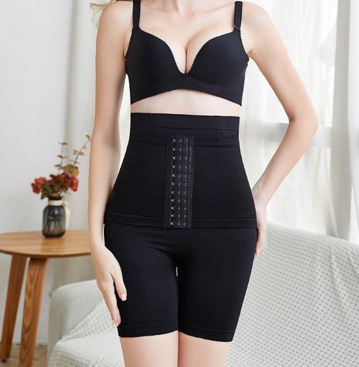 CHIBAA Shapewear met waist trainer Zwart Maat XL/XXL|Corrigerend Ondergoed | Corset |Ondergoed voor buik billen en benen |Shaping Broek| Seamless Ondergoed|Comfort Slimwear| Ondergoed voor buik en middel|Skims|Dames |Cadeau |VALT KLEIN
