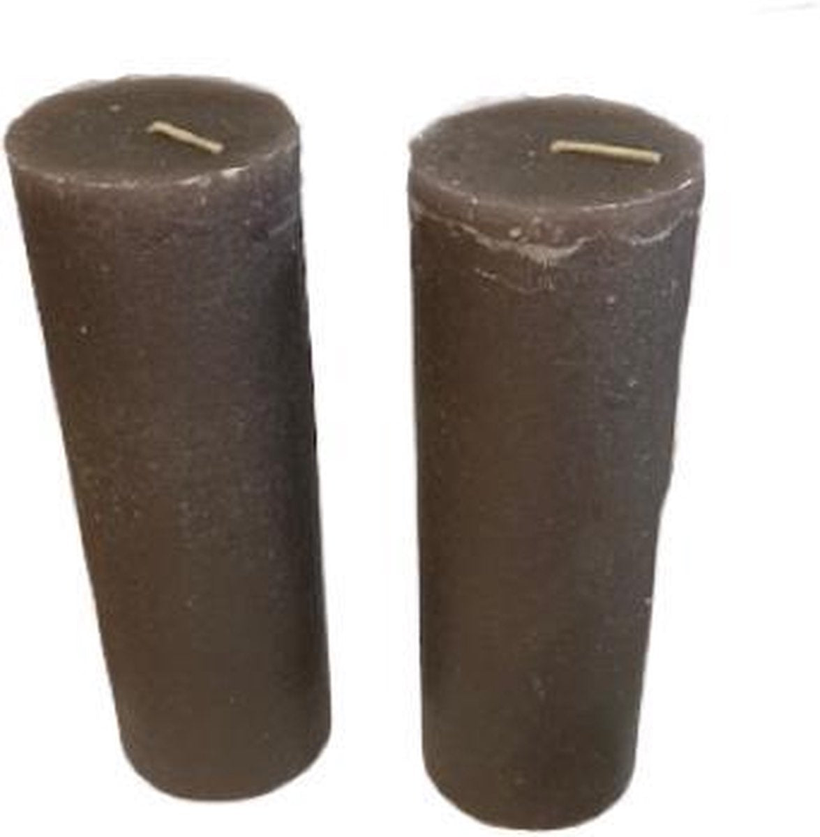 2x Rustik Lys Cylinder kaars warm grijs