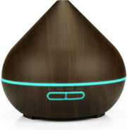 CareScent Aroma Diffuser 400ml Donker Hout | Luchtbevochtiger voor Aromatherapie | Etherische Olie Diffuser | Aroma Vernevelaar | LED Verlichting