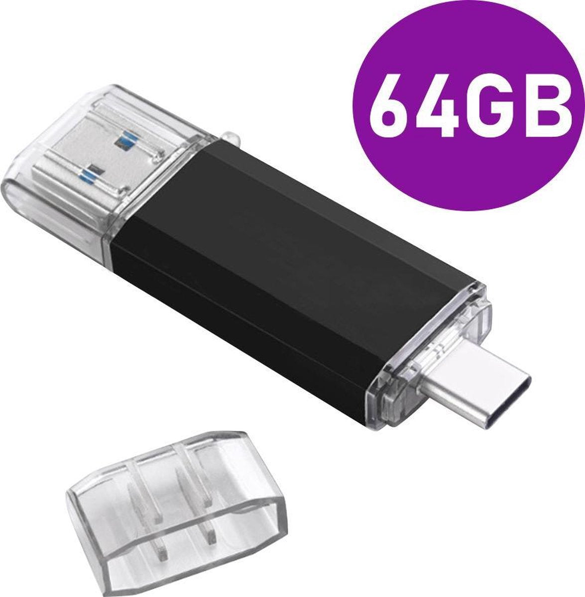 USB-C USB 3.0 Stick - 2 in 1 - Geheugen stick - Flash Drive - 64GB - Voor USB type C devices - Memory Stick - Opslag