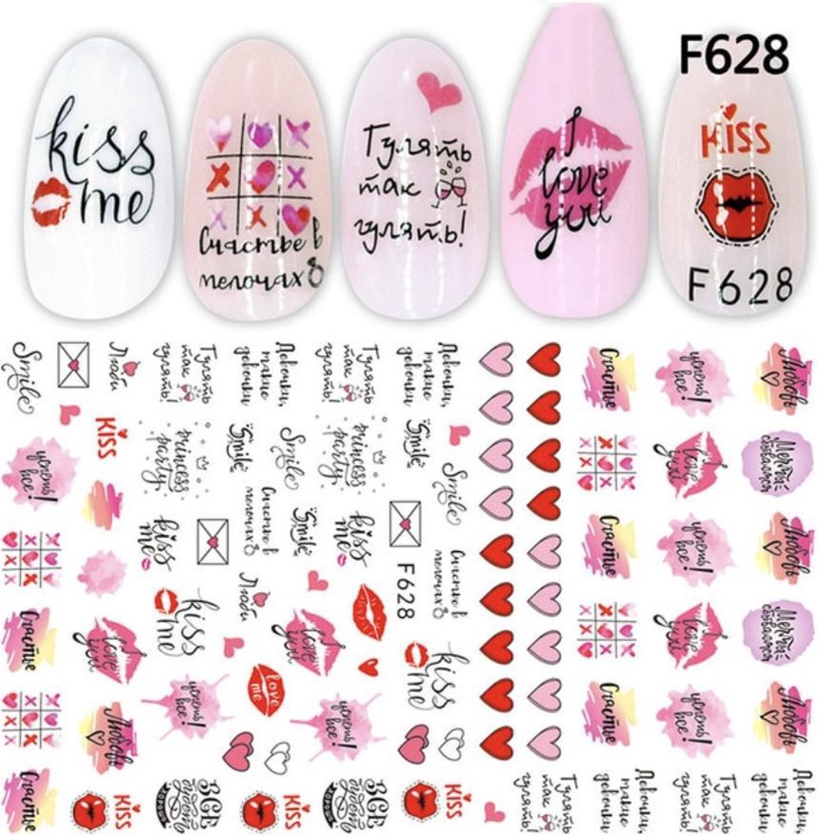 GUAPÀ - Nail Art 3D Rosé Love Stickers - Nagel Decoratie & Versiering Folie - 92 pieces