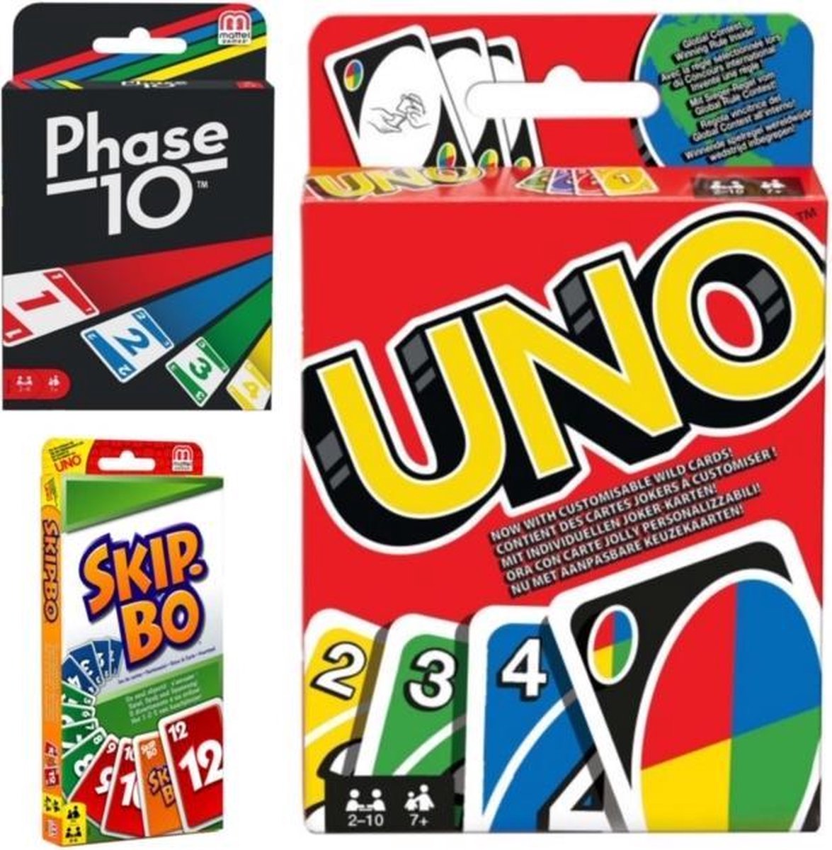 SKIP-BO + UNO + PHASE 10 VAKANTIE-FEESTPAKKET
