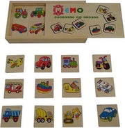 Houten memo geheugenspel - Voertuigen 32 stuks