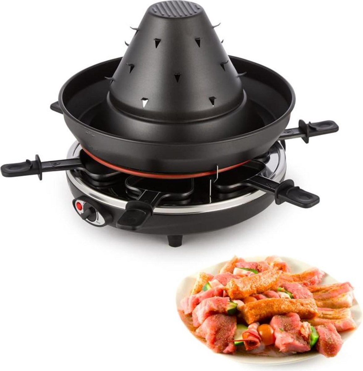 Taste Volcano Tartarengrill gourmetset 1500 W 6 personen - zwart