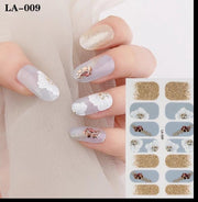 Nail art nagel stickers nagel stickers baby blauw witte bloem met goud en steentje