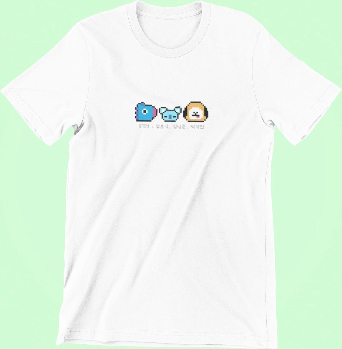 BT21 BTS Pixel Art T-Shirt | Cute Kpop Merchandise | Bangtan Boys Army | Chimmy Koya Mang | Wit Maat S