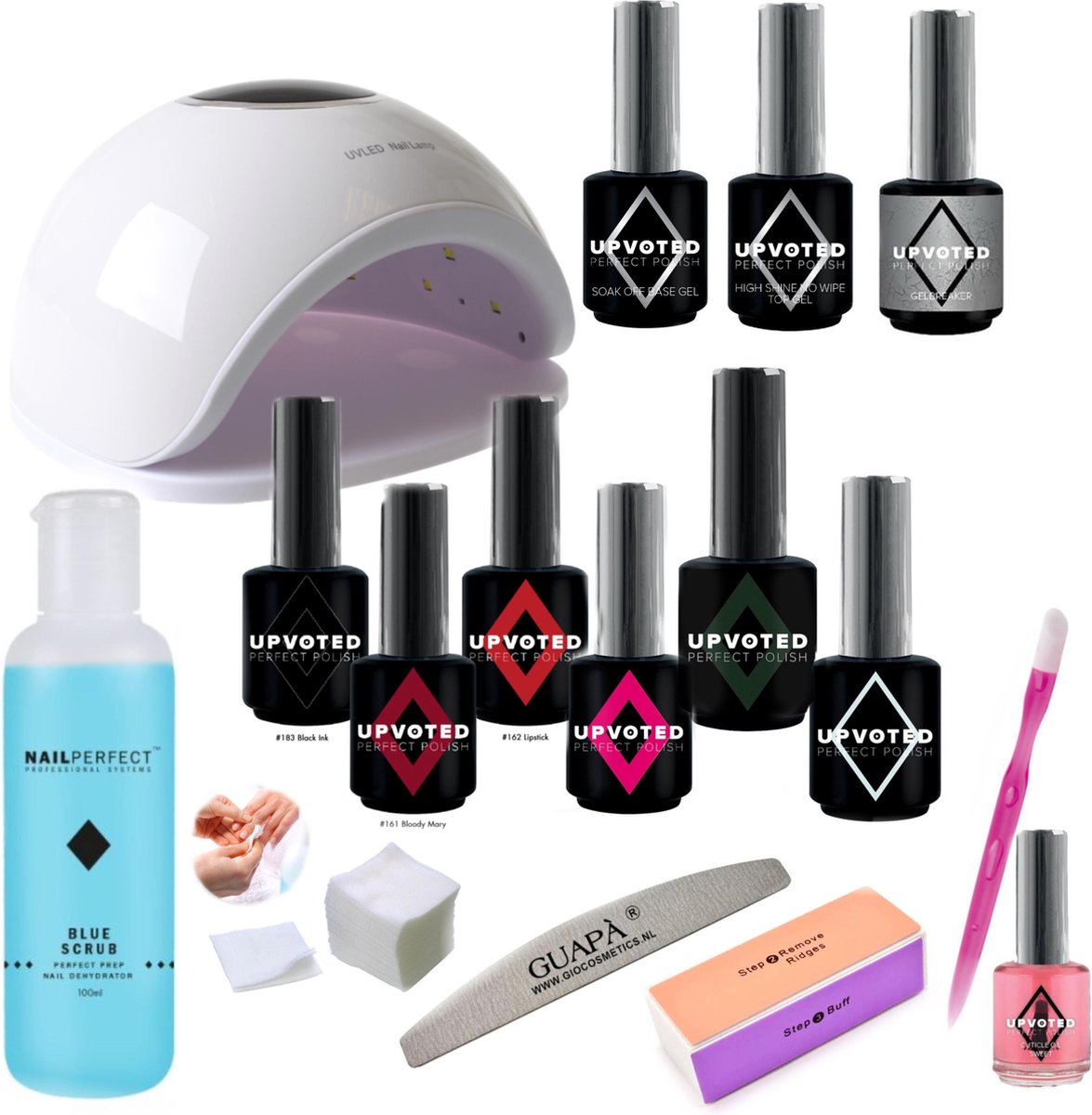 GUAPÀ® Gellak Starterspakket Deluxe|Nagellamp UV / LED | Gellac Kleuren Set | 16 Delige Gel Nagels Set
