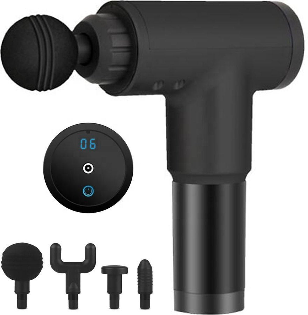 Massage gun - Sport en Relax - klop en Vibratie  - LCD Scherm - 4 Verschillende Opzetstukken