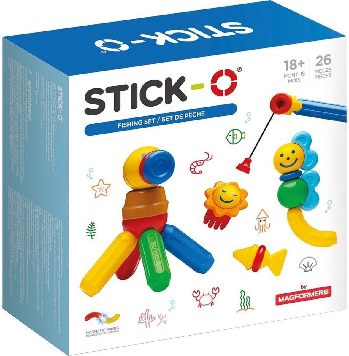 Stick-O Fishing Set - 18 onderdelen - magnetisch speelgoed - speelgoed 1 jaar - peuter speelgoed jongens en meisjes - baby speelgoed - speelgoed jongens 2 jaar