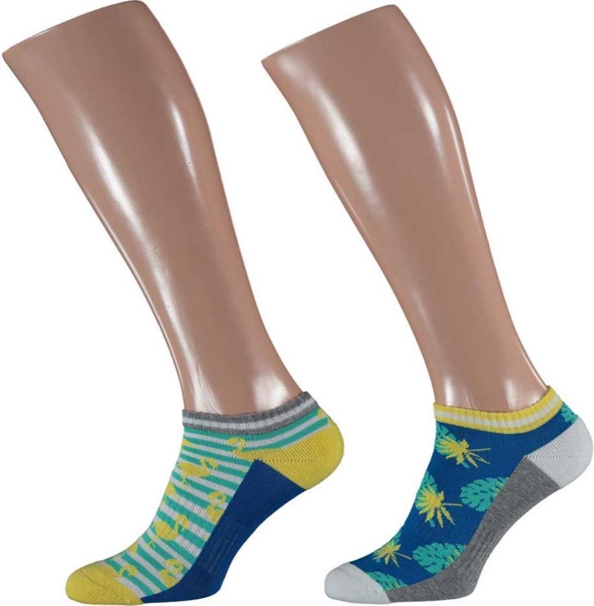 Apollo Sneakersokken Fashion Sport Bamboe Blauw/geel Mt 36-41