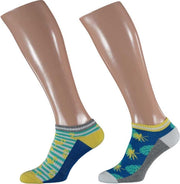 Apollo Sneakersokken Fashion Sport Bamboe Blauw/geel Mt 36-41