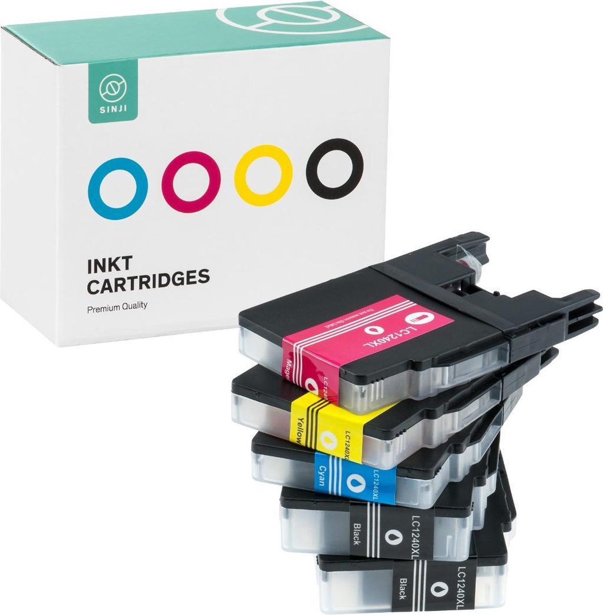 Sinji Inktcartidge voor Brother LC-1240 + LC-1280 - Zwart/Cyaan/Magenta/Geel - Hoge capaciteit