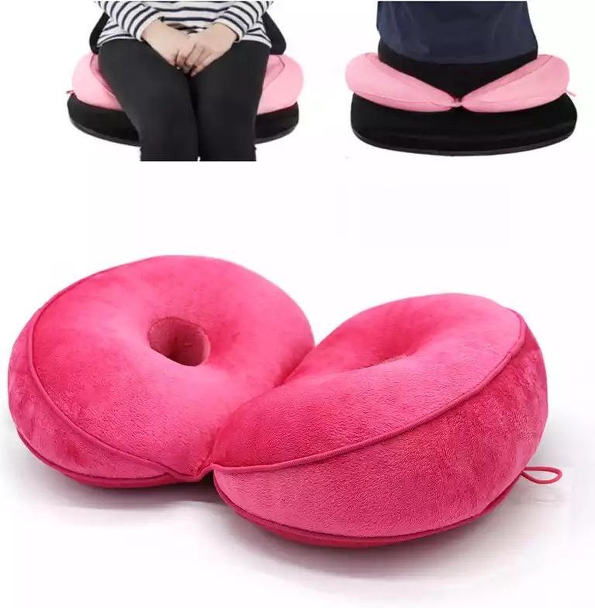 Dual Comfort Cushion Lift Hips Up - Orthopedisch Zitkussen - Stuitkussen - Anti Decubitus - Traagschuim  -Wigkussen voor in de Stoel -Ergonomisch Zitkussen