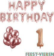 1 jaar Verjaardag Versiering Ballon Pakket Rosé Goud