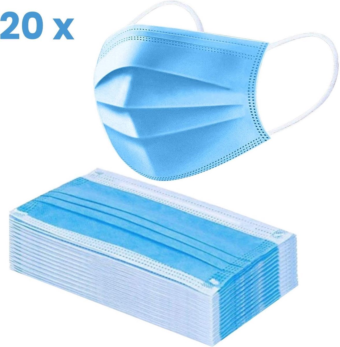 Silverline Wegwerpmaskers / Mondkapjes 3-Laag - 20 Stuks