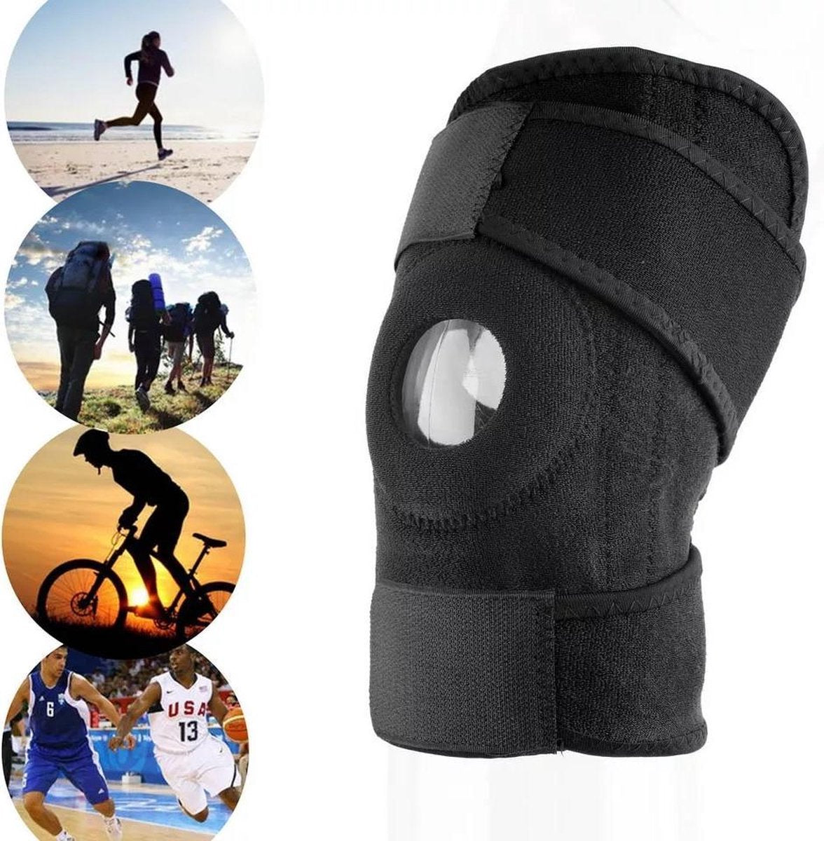 LOUZIR Knie Brace Ondersteuning - Verstelbare Kneepad Met Open Patella Brace - Neopreen - Outdoor Knie Protector - Knie bescherming
