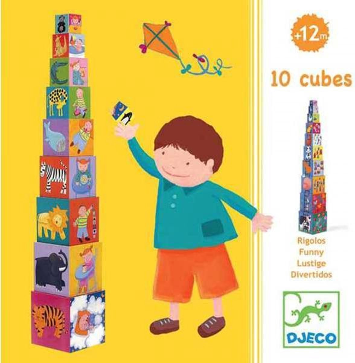 Djeco - 10 kubussen om te stapelen - Boerderijdieren