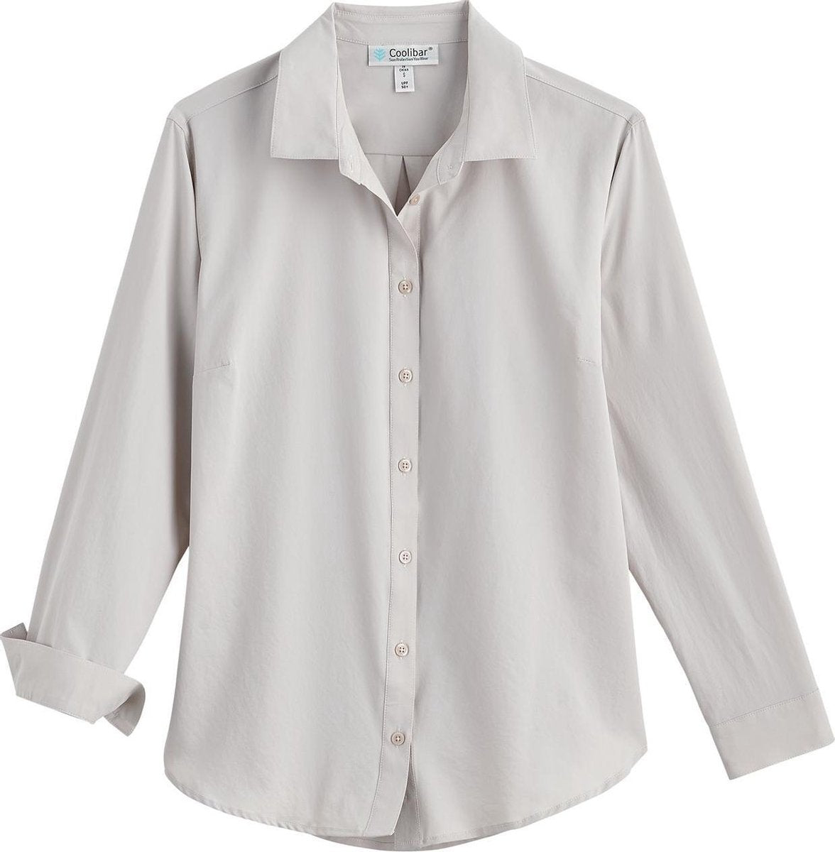 Coolibar - UV-werende Blouse voor dames - Rhodes - Steen Grijs - maat XS