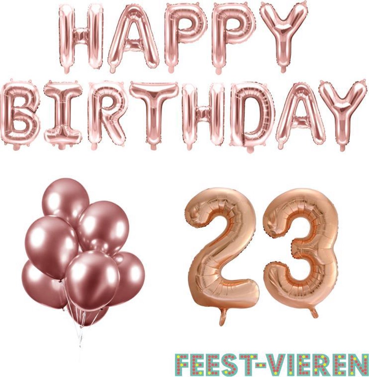 23 jaar Verjaardag Versiering Ballon Pakket Rosé Goud