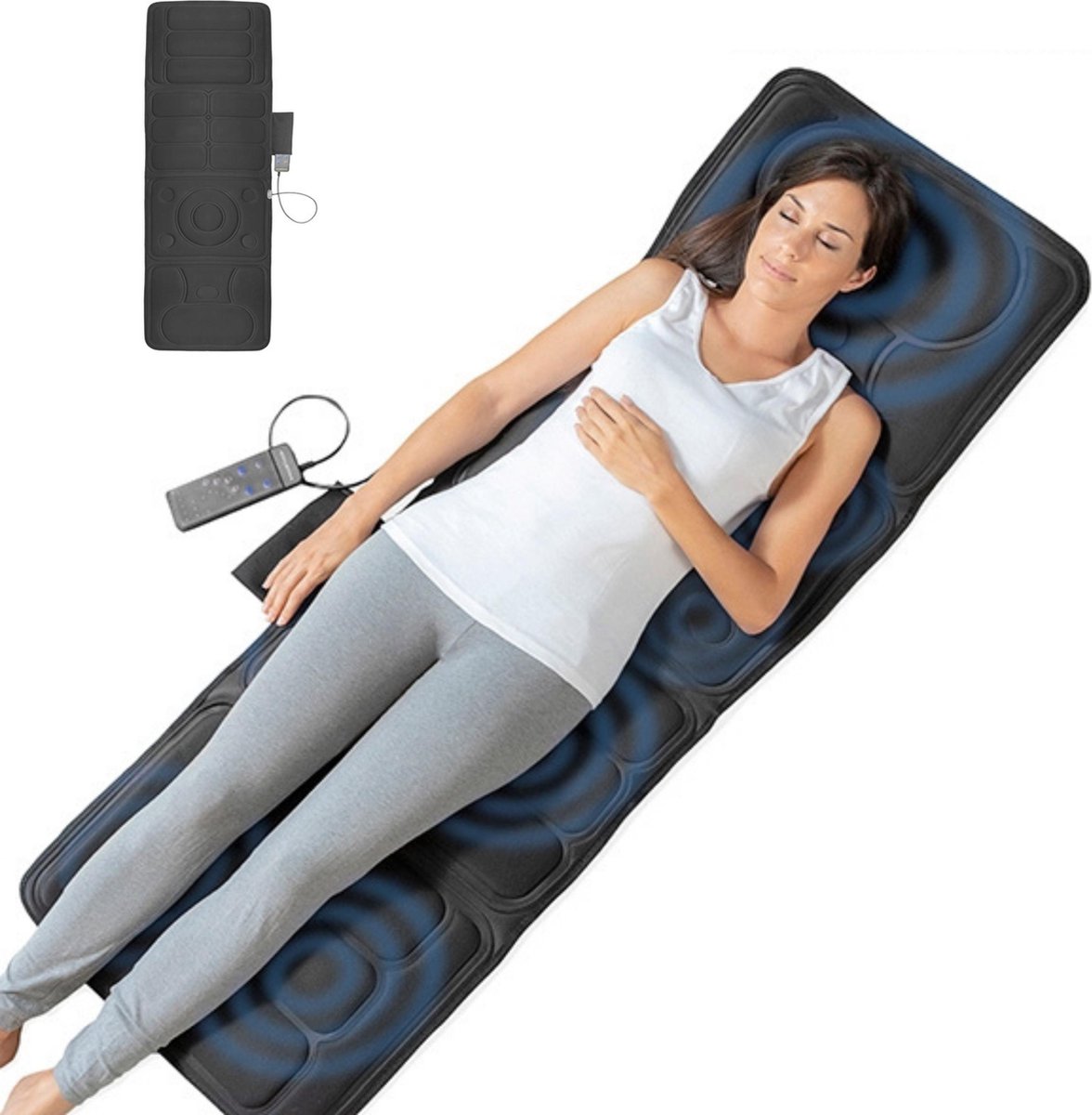 Massage Massagekussen Massage Stoel Massagemat 3 Niveaus 5 Massages - Warmtefunctie - 156CM x 54CM - Afstandsbediening