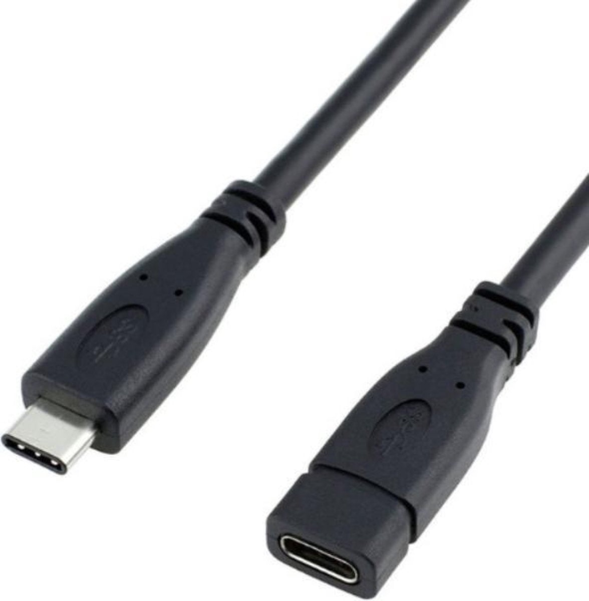 Coretek USB-C naar USB-C voeding verlengkabel (geen data) - USB3.0 - tot 20V/3A / zwart - 1 meter
