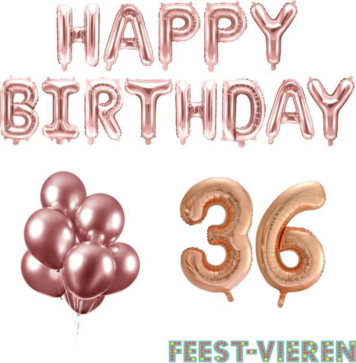 36 jaar Verjaardag Versiering Ballon Pakket Rosé Goud