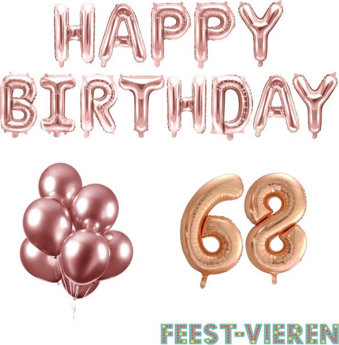 68 jaar Verjaardag Versiering Ballon Pakket Rosé Goud