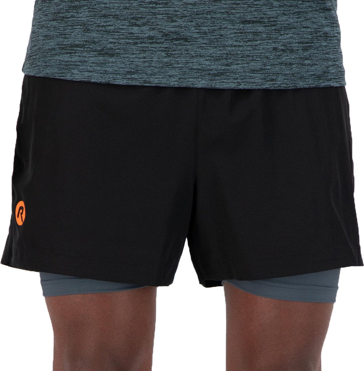 Rogelli Essence 2 in1 Sportbroek - Maat XXL  - Mannen - zwart/blauw/oranje