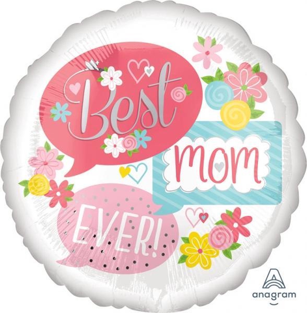 Standard Best Mom Ever Bubbles Foil Balloon Round S40 packed 43cm