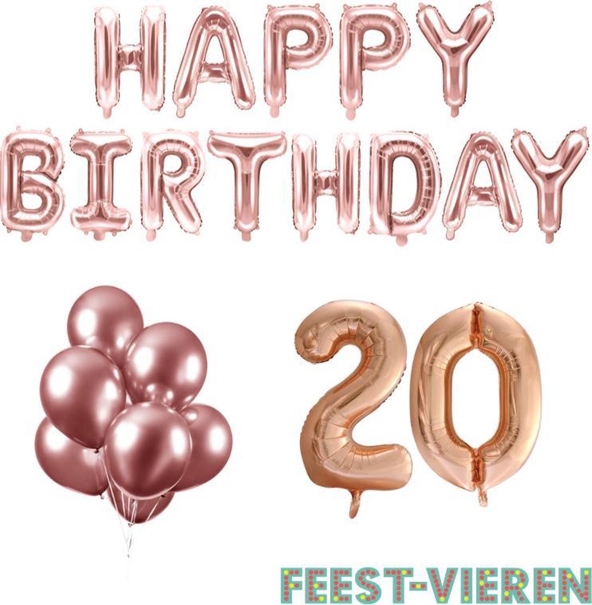 20 jaar Verjaardag Versiering Ballon Pakket Rosé Goud