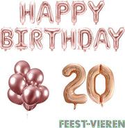 20 jaar Verjaardag Versiering Ballon Pakket Rosé Goud