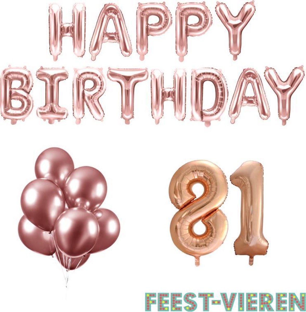 81 jaar Verjaardag Versiering Ballon Pakket Rosé Goud