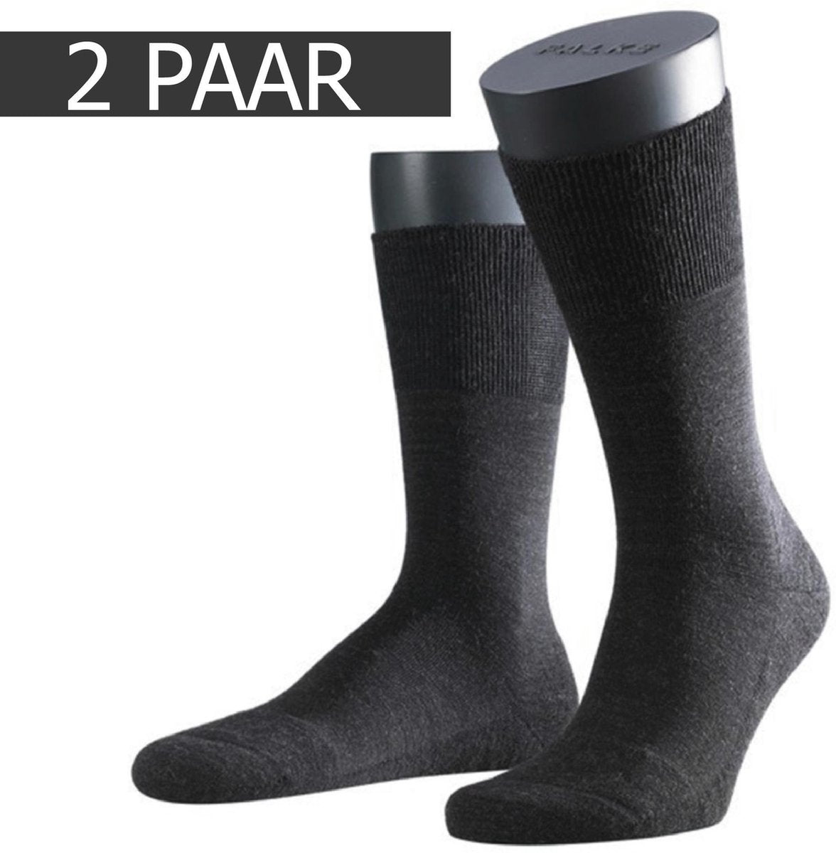 2 x FALKE Airport Plus - Sokken - Herensokken - Antraciet Melange - Maat 41-42
