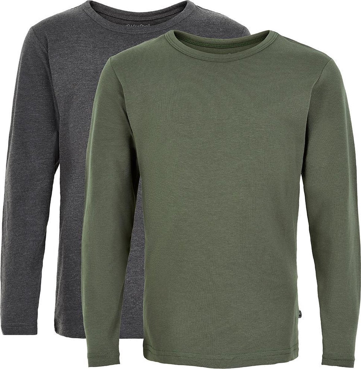 Minymo T-shirt Jongens Katoen Groen/grijs 2 Stuks Maat 140