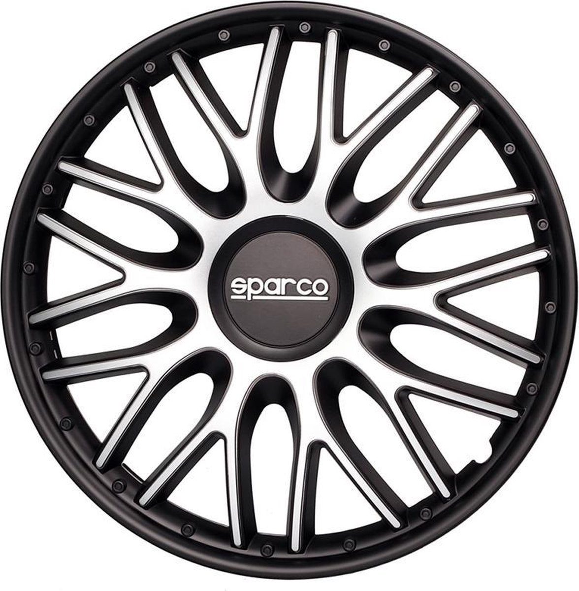 4-Delige Sparco Wieldoppenset Roma 15-inch zilver/zwart