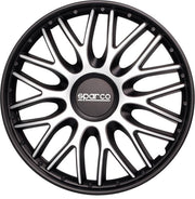 4-Delige Sparco Wieldoppenset Roma 15-inch zilver/zwart