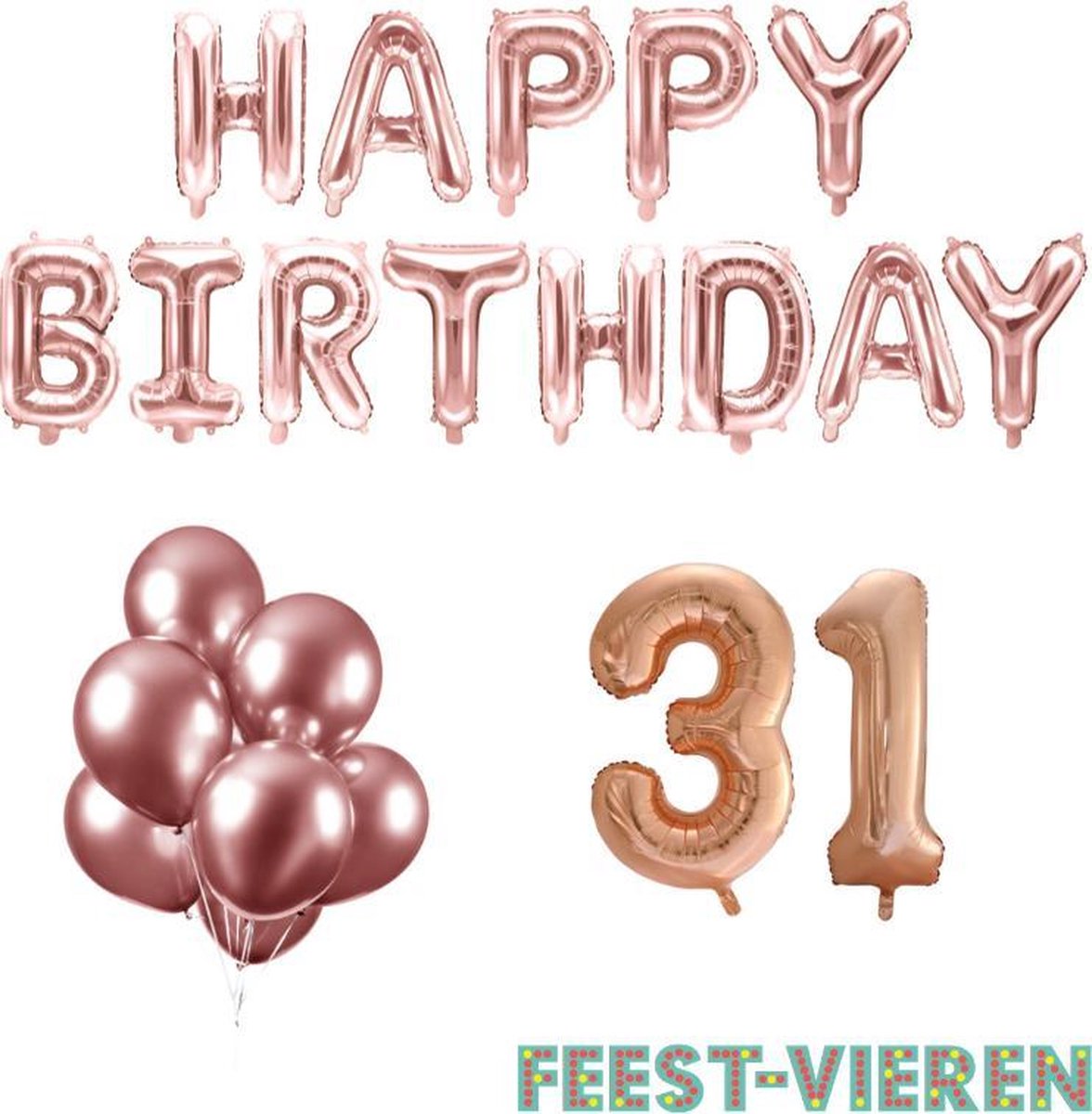 31 jaar Verjaardag Versiering Ballon Pakket Rosé Goud