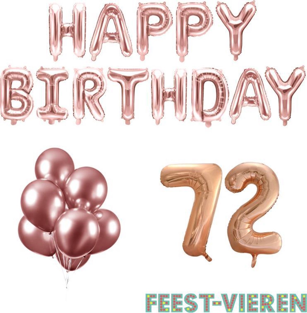 72 jaar Verjaardag Versiering Ballon Pakket Rosé Goud