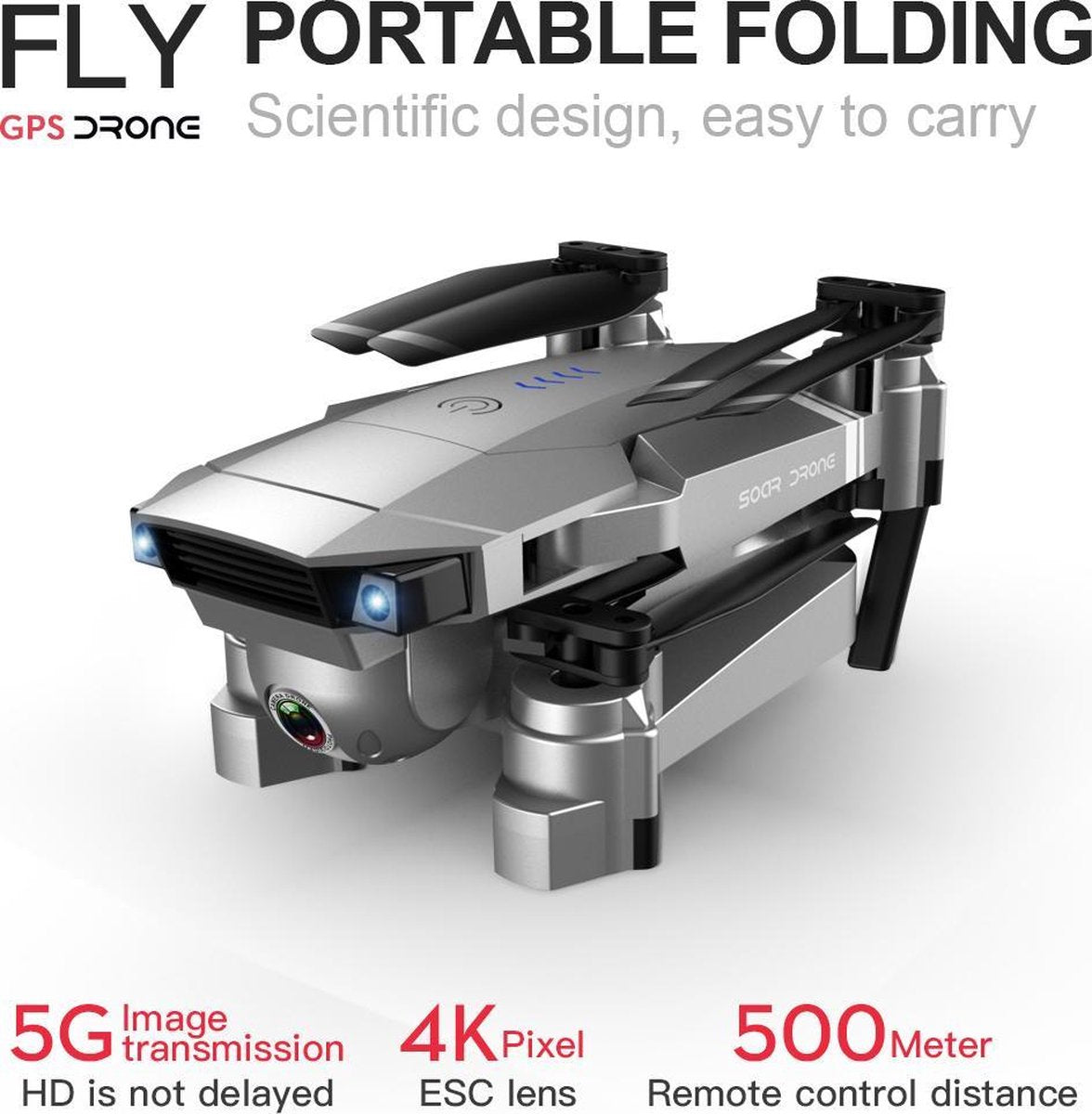 SG907 Smart Drone – 4K Dual Camera Wide Angle – 50x Zoom -  5G Wifi FPV – 36 Minuten Vliegtijd