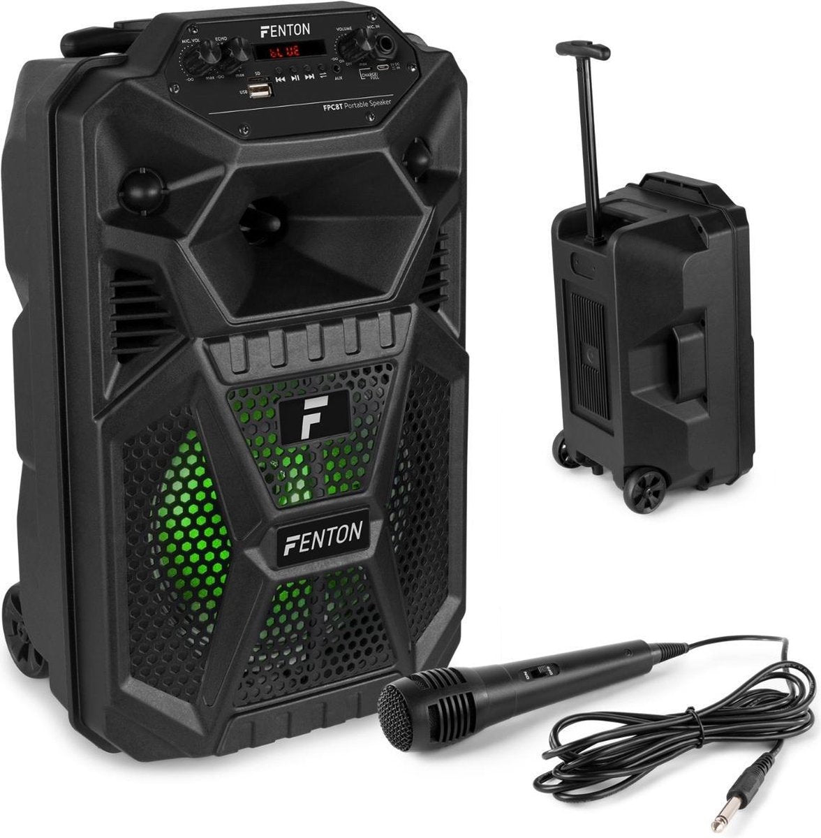 Bluetooth speaker - Fenton FPC8T 50W party speaker / karaoke set met Bluetooth
