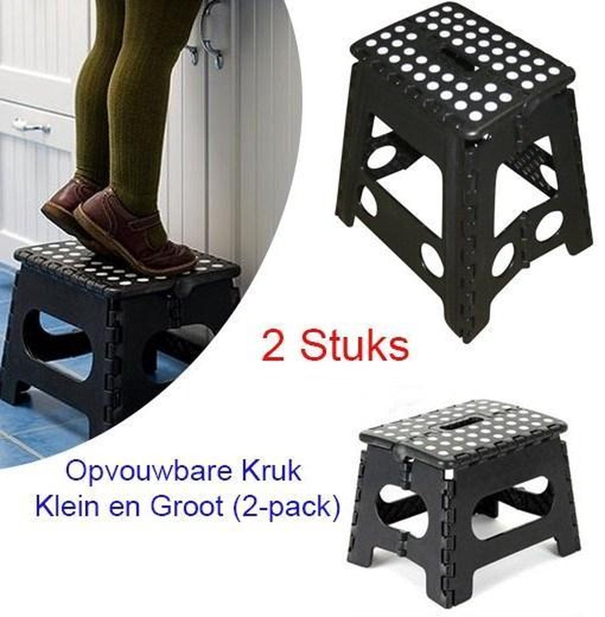 2-Pack Multifunctionele in 2 maten Opvouwbare Krukken