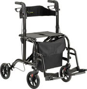 Duo Rollator Antraciet - Rollator en Rolstoel in 1