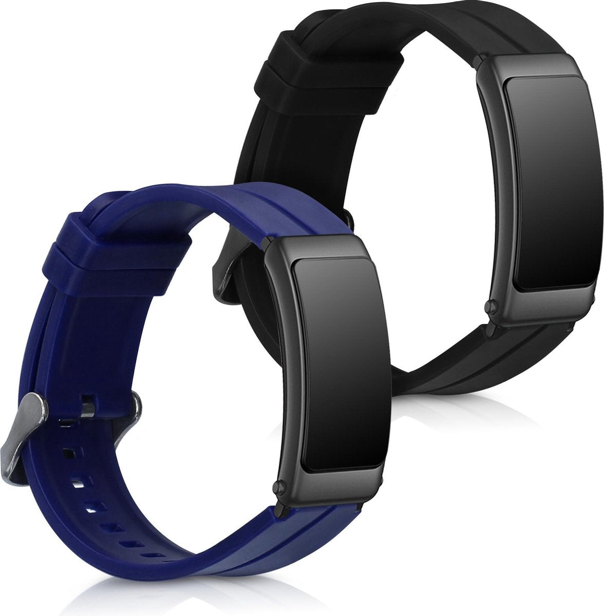 kwmobile 2x horlogeband voor Huawei Talkband B6 - siliconen band voor fitnesstracker - zwart / donkerblauw