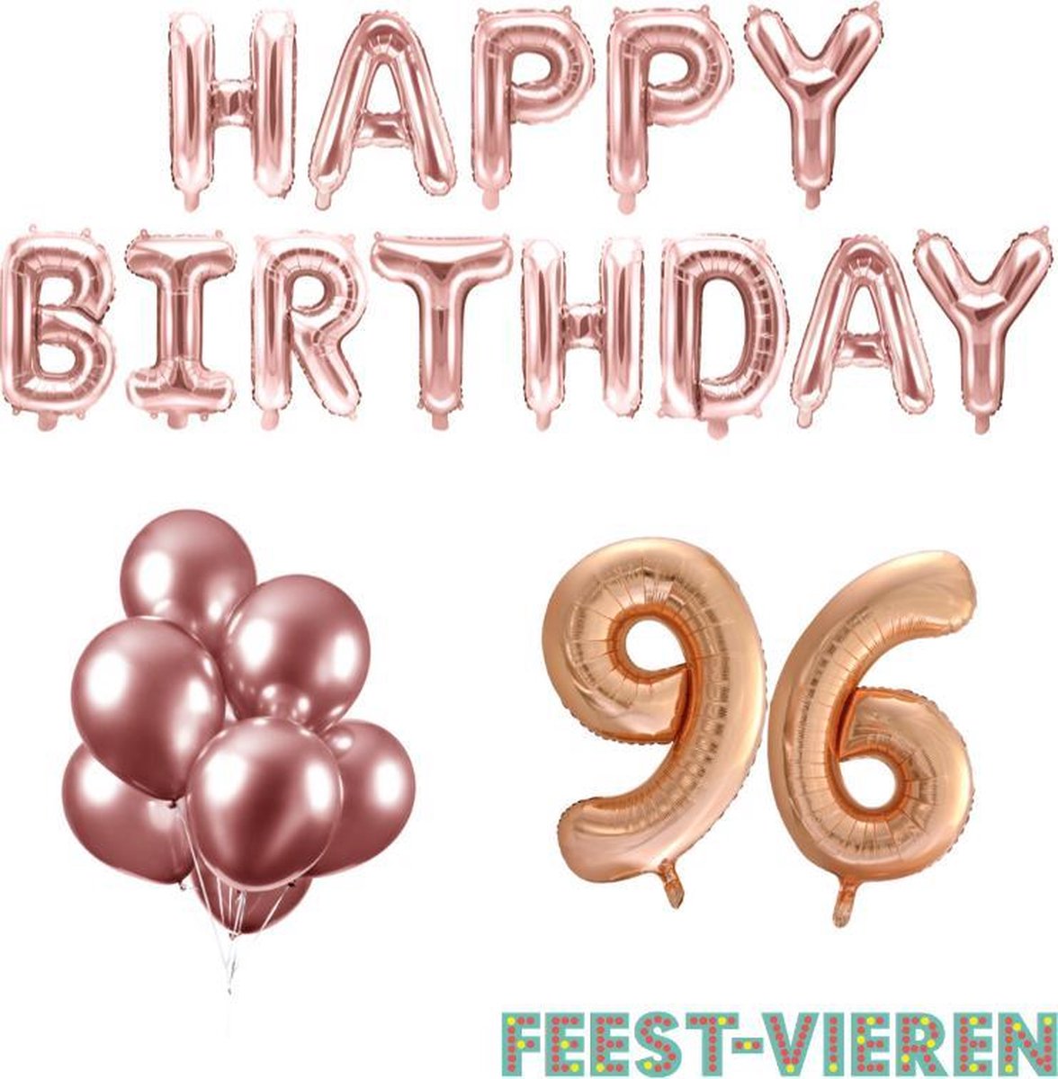 96 jaar Verjaardag Versiering Ballon Pakket Rosé Goud