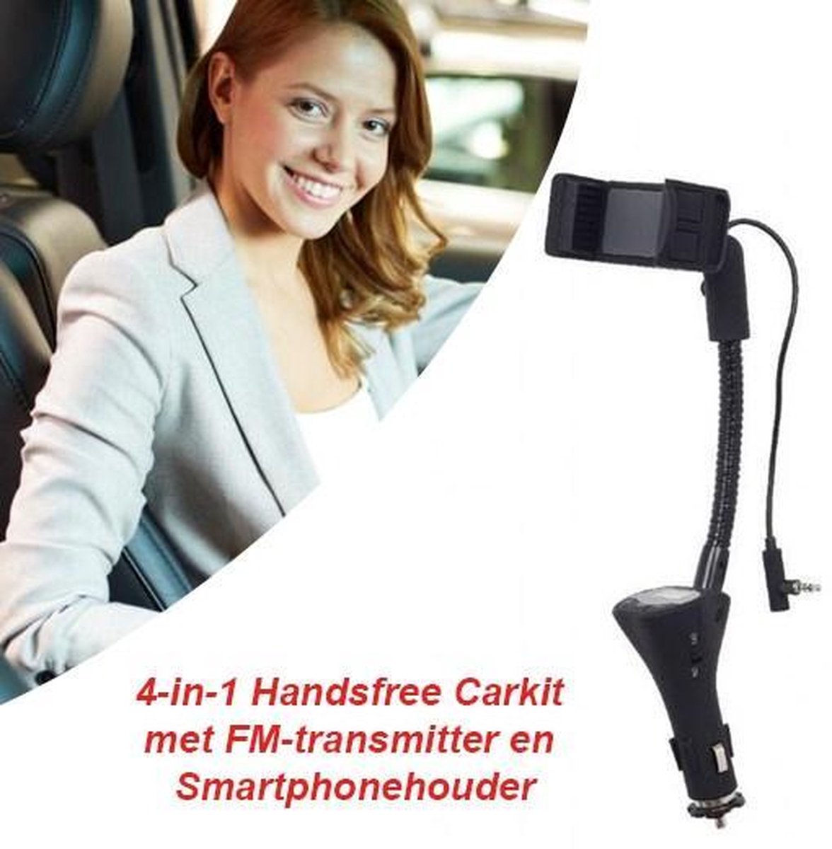 Handige 4-in-1 handsfree carkit met LCD display