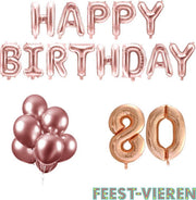 80 jaar Verjaardag Versiering Ballon Pakket Rosé Goud